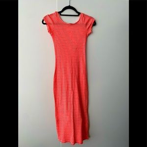 ZARA ORANGE AND WHITE STRIPED DRESS